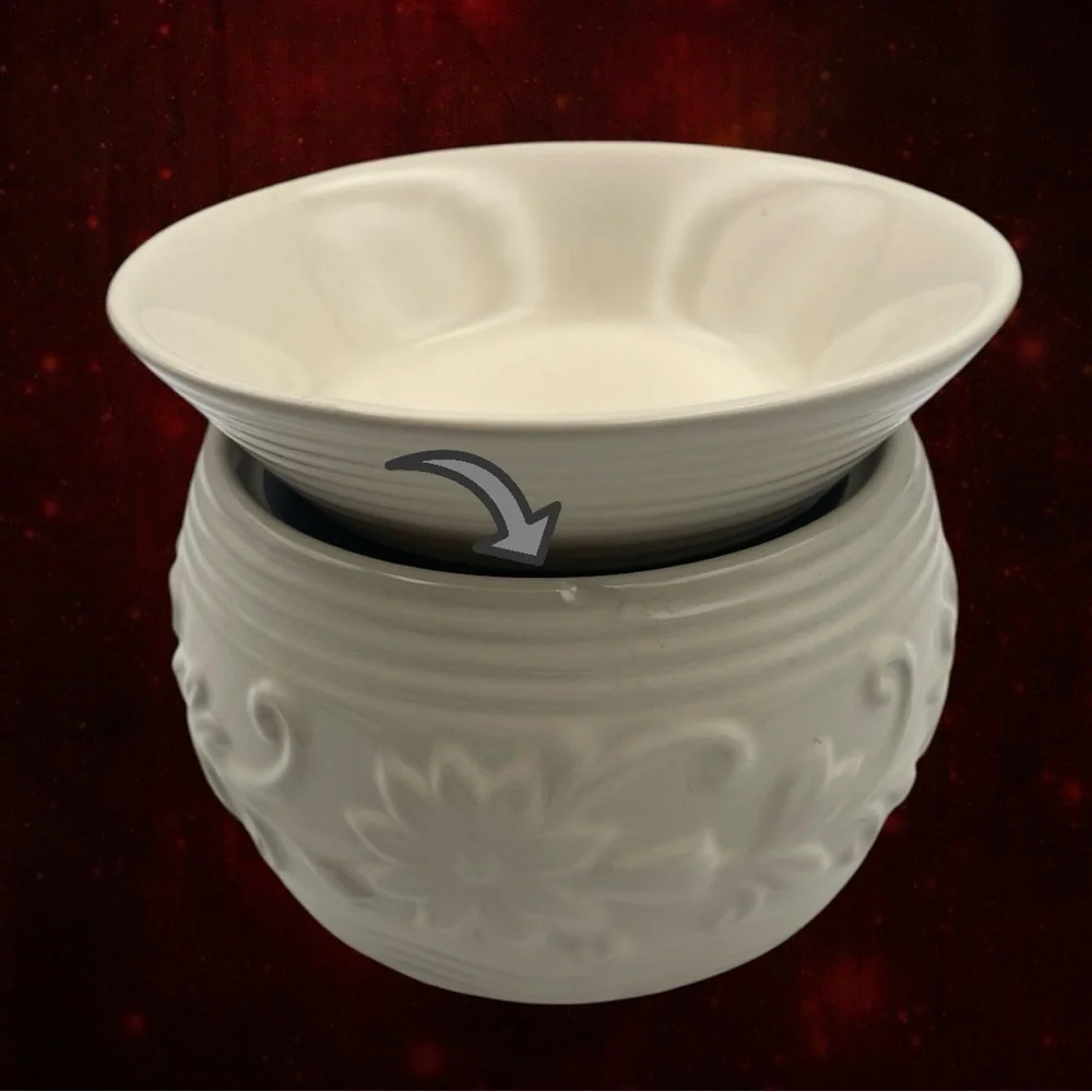 Ivory Yankee Candle Ceramic Wax Warmer, Electric Warming Plate Tart Warmer